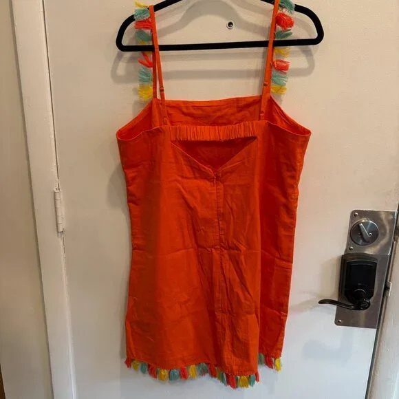 Like New, Anthropologie Orange Tassel Fringe Strap Shift Mini Dress - Picture 5 of 5